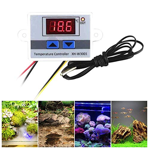 Digital LED Temperature Controller Thermostat Control Switch Waterproof Probe Wire Connect High Sensitivity Temperature Sensor-White 12V