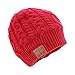 Tenergy Wireless Bluetooth Beanie Hat with Detachable Stereo Speakers & Microphone, Fleece-Lined Unisex Music Beanie for Women Outdoor Sports, Braid Cable Knit (Hot Pink)
