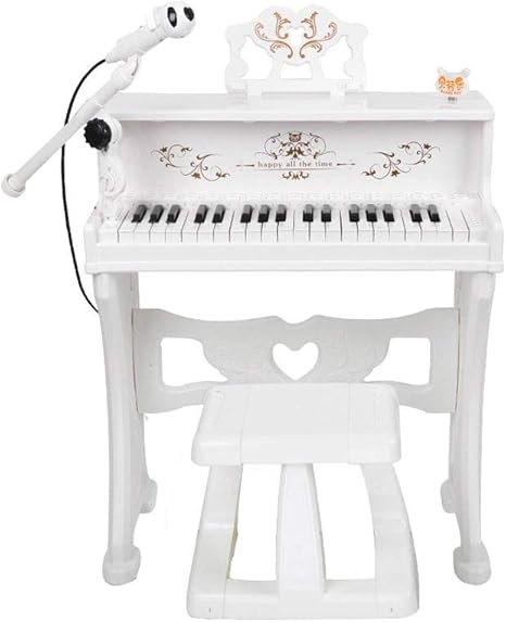 Amazon Co Jp Hxgl キーボード 子供のパズル音楽玩具レトロピアノスタイル多機能は 多機能キーボードマイク男の子と女の子初級ピアノを再生します Color White パソコン 周辺機器