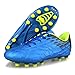 Hawkwell Kids Boys Girls Outdoor Soccer Shoes, Blue PU, 13 M US