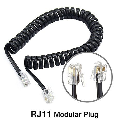 ATIVI Telephone Cord Detangler, 2 Pack Black Coiled Telephone Handset Cord 7 Ft Uncoiled / 1.1 Ft Coiled 2 Pack Black Extended Rotatable Telephone Phone Cord Detangler Landline Telephone Accessory