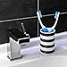 Harbour Housewares 3 Piece Bathroom Accessory Set - Soap Pump Dispenser & Dish & Toothbrush Tumbler - Black Stripe