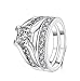 2pcs one Set Platinum Plated Engagement Ring with 2.1ct Princess Cut Clear Zirconia Wedding Rings for Women (8)