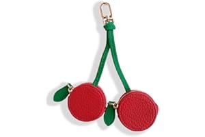 TNDCKP Culuxera Cherry Coin Purse Keychain - Mini Cute Fruit Bag Charm for Bag and Handbag Decor | Aesthetic Small PU Leather Travel Jewelry Pouch for Women and Girls(Red Cherry)