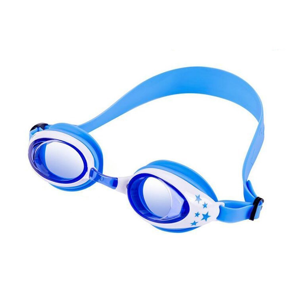 Bonnet de Bain pour Enfants, Lunettes de Natation avec 3 Nez Réglables et Protège-Oreilles Antibuée et antibrouillard pour Les Enfants (Bleu)