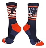 MadSportsStuff Crew Length USA Lacrosse Socks with American Flag and Player