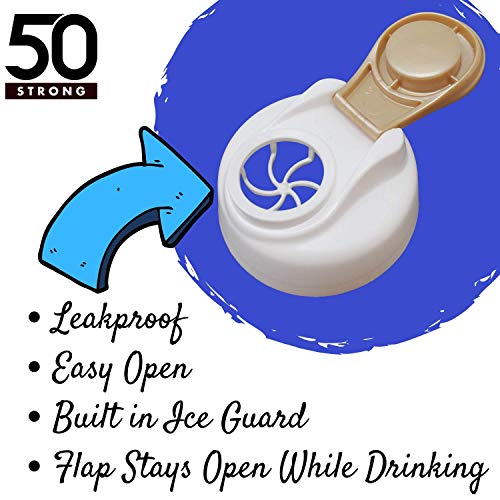 50-Strong-BPA-Free-Gym-Water-Bottle-with-Ice-Guard-Flip-Top-Cap-Carry-Loop-Cute-Designer-Prints-Perfect-for-Men-Women-Sports-Workout-24-oz-Made-in-USA
