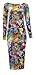 Crazy Girls Women's Animal Trible Tie Dye Print Midi Bodycon Dress