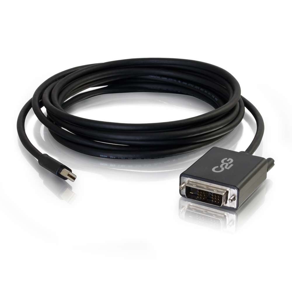 C2G 2m Mini DisplayPort Male to Single Link DVI-D Male Computer Monitor Adapter Cable Full HD Black for MacBook, Chromebook, iMac, Surface Pro, XPS, Dell, ACER, Laptop and other DP Enabled Devices