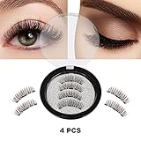 Magnetic False Eyelashes, 4 Pieces 3D Reusable Fake Eyelashes for Women Makeup, Perfect for Round Eyes & Deep Set Eyes, No Glue Required