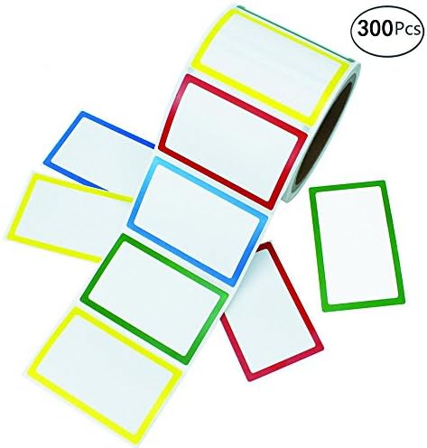 APLANET 300pcs Colorful Name Label Stickers Ordinary Labels, 3.5" x 2.25", 4 Colors