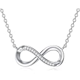 LWXIE Diamond Infinity Necklace for Women 925 Sterling Silver Infinity Necklace with Lab Grown Diamond Jewelry Gifts for Mom Wife Girlfriend Daughter Sister