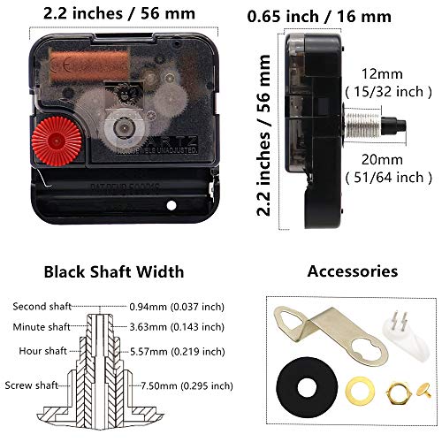 Youngtown 2 Sweep Silent Clock Movements with 4 Pack Different Size