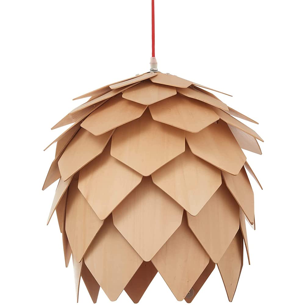 JUDU Modern Creative Art Oak Wooden Pinecone DIY Puzzle Pendant Lights Chandelier Hanging Wood Lamps Dinning Room Restaurant Kitchen Bar Retro Fixtures Luminaire Dia 9.84/15.74/23.62In (Dia40cm)