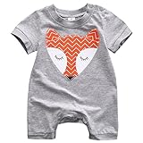 Baby Boys Girls Short Sleeve Cute Cartoon Fox Romper