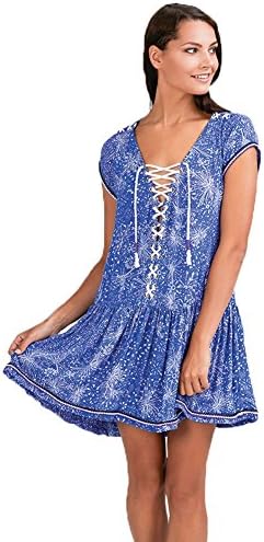 Poupette St Barth Lucy Mini Dress in Blue Geo Batik