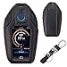 Royalfox(TM Luxury 3 4 Buttons Genuine Leather Smart keyless Entry Remote Key Fob case Cover for BMW 1 2 3 4 5 6 7 Series,BMW x1 x2 x3 x4 x5 x6,with Keychain (black04)