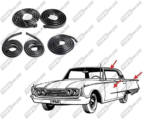 1961 thru 1962 Pontiac Bonneville, Ventura, Grand Prix &amp; Catalina--5 Piece Weather Seals Kit for 2-Door Hardtop Model
