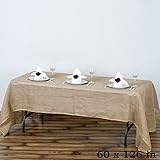 Efavormart Fine Rustic Burlap Tablecloth 60x126 Natural Tone