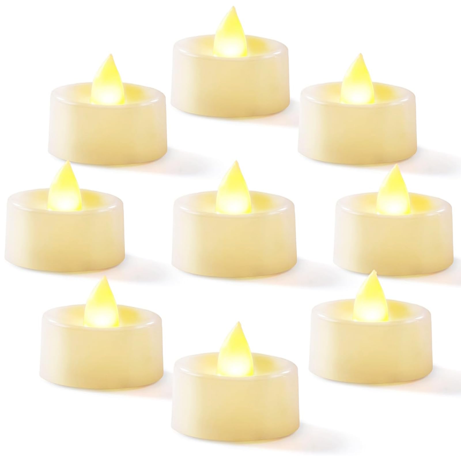 Homemory 24 Pack Warm White Battery LED Tea Lights, Lasts 3X Longer, 200Hours, Flameless Flickering Tealight Candle, Electric Fake Candle for Votive, Wedding, Party, Table, Dining Room, Gift — image 1