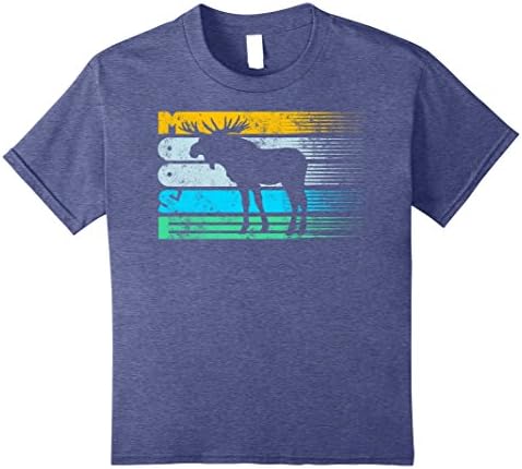 Kids Cool Alaska Moose Vintage Retro Silhouette Distressed Shirt 12 Heather Blue