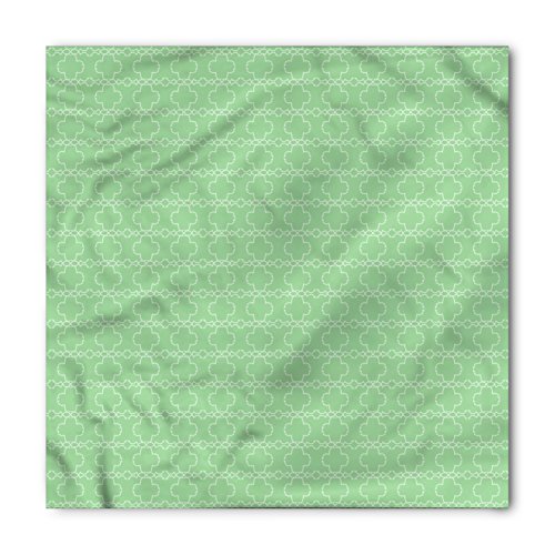 Lunarable Green and White Bandana, Quatrefoil Ethnic, Unisex Head and Neck Tie