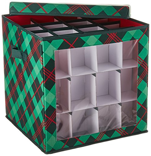 Honey-Can-Do SFT-07752 Plaid Ornament Storage Cube