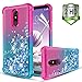 Compatible with LG Stylo 5/LG Stylo 5V/LG Stylo 5 Plus/LG Stylo 5+ Case,Quicksand Bling Sparkle Heart-Shaped Sequin TPU Bumper Heavy Duty Shockproof Protective Case for Women and Girls.Pink/Teal
