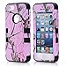 Phone Case for iPhone 5s 5,Trade A Luxury Triple Layer Hybrid Tree Pattern Camo Hybrid Hard Stand Case Cover for iPhone5 5s 5G with Free Screen Protector and Stylus(Black&Pink)