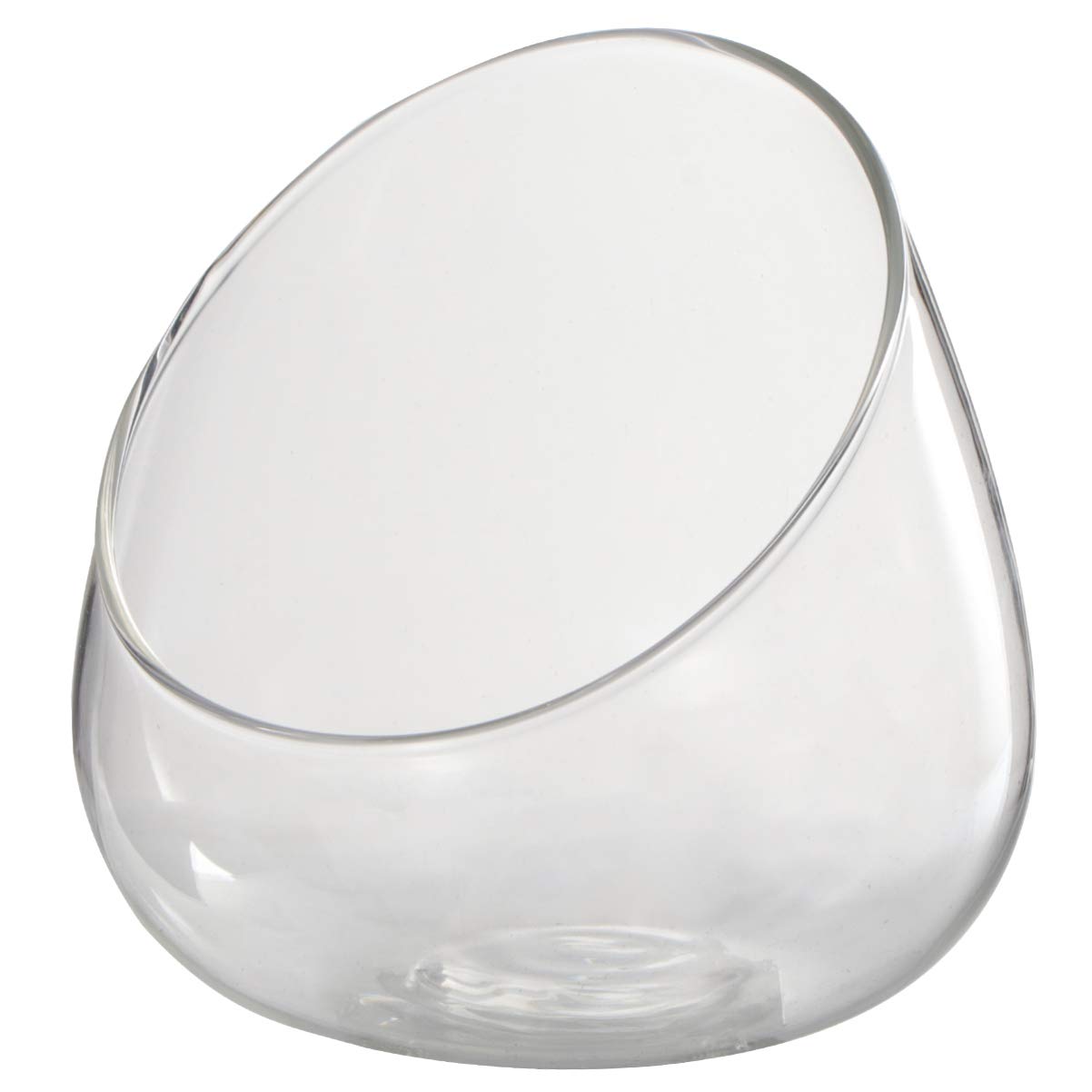 Yardwe Clear Glass Vase Glass Terrarium Slant Cut Bubble Bowl Fruit Container Fish Bowl Plant Terrarium Slant Cut Glass Vase Center Piece Round Flower Vase Terrarium Jar