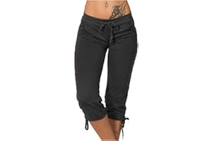 KVTURE Capri Pants for Women Summer Casual Capris High Waisted Pant Hiking Jogger Pants with Pocket Cinch Bottom Capri Pants