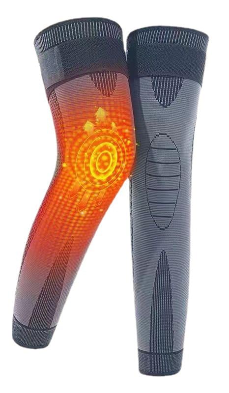 Self Heating Knee Brace Support Knit Knee Warmer Winter Thermal Compression Knee Wrap Sleeves with Adjustable Strap Treating Knee Injury for Arthritis, Joint Pain Relief, Sports (Black Size XXL)