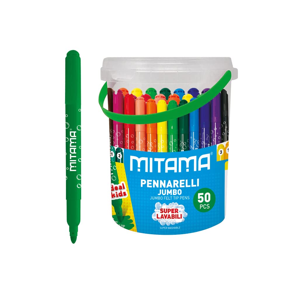 Mitama - 62875 - Maxi Stock Jar 50 Jumbo Super Washable Markers Maxi Tip 5MM - ASSORTED COLORS