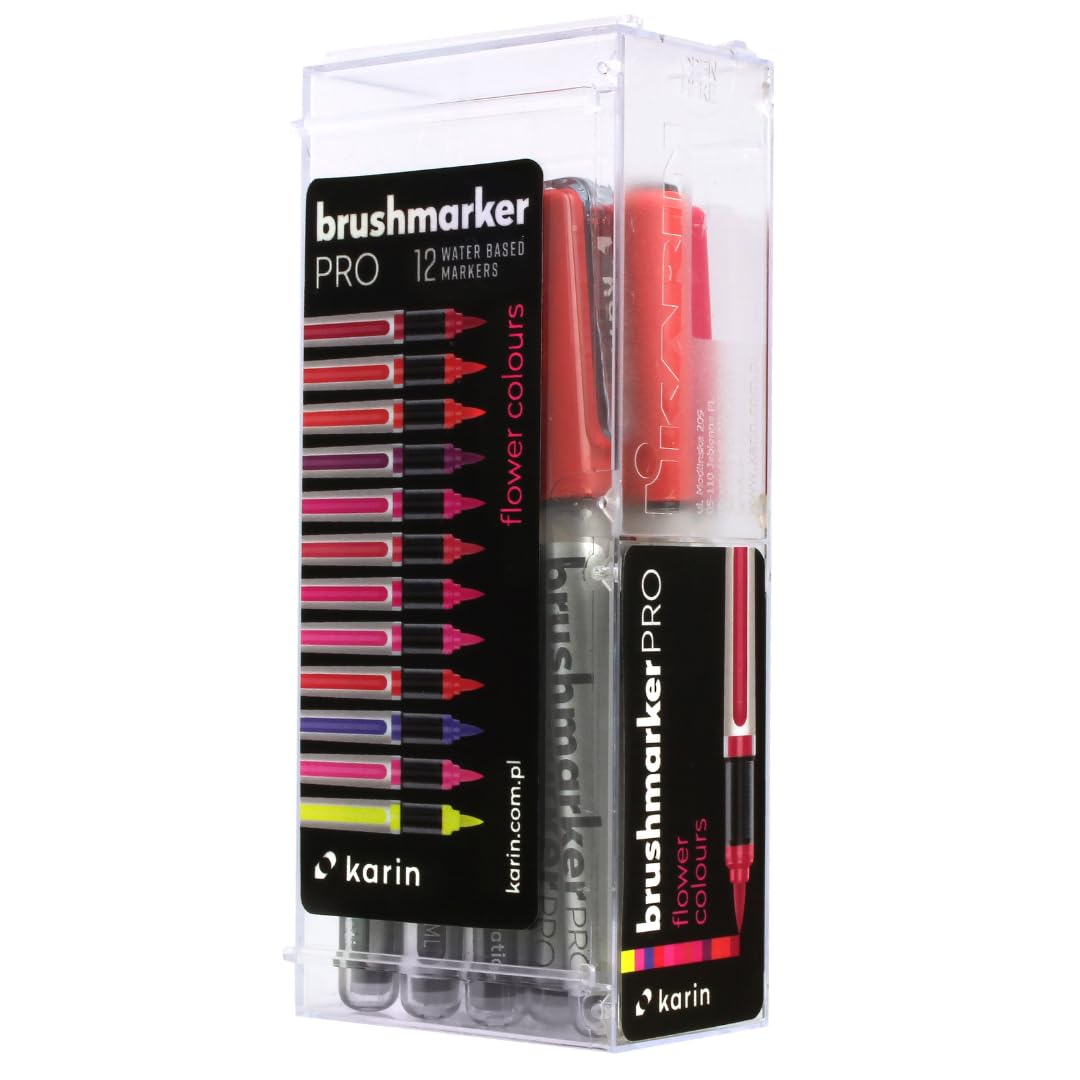 KARIN Brushmarker PRO 12"Flowers Colours" Set,Assorted,Brushmarker PRO 12 Flower Colours Set
