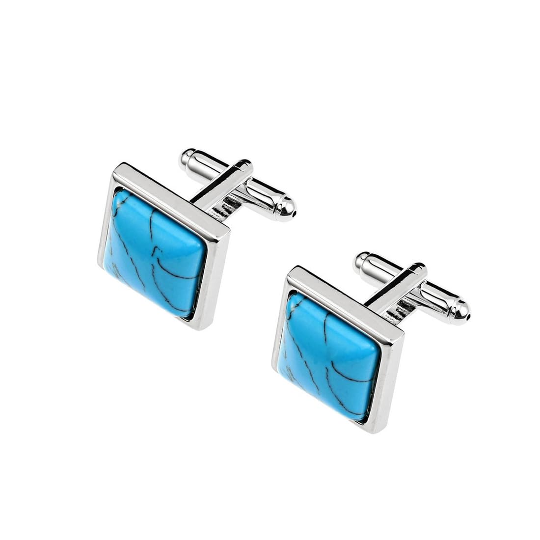 Men's Cufflinks Turquoise Quadrate Cuff link Set