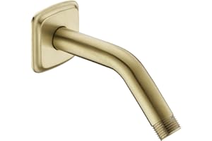 TRUSTMI Shower Arm with Flange, Angled 6-Inch Stainless Steel Replacement Pipe, Wall Mounted Tube for Bathroom Shower Head, Brushed Gold