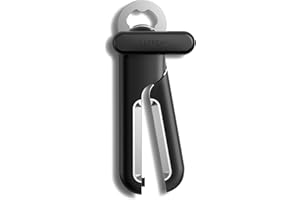 Ultrean Manual Bottle Opener Can Opener Black, Oversized Easy Turn Knob,Ergonomic Thick Handle, Rust Proof, Heavy-Duty Stainl