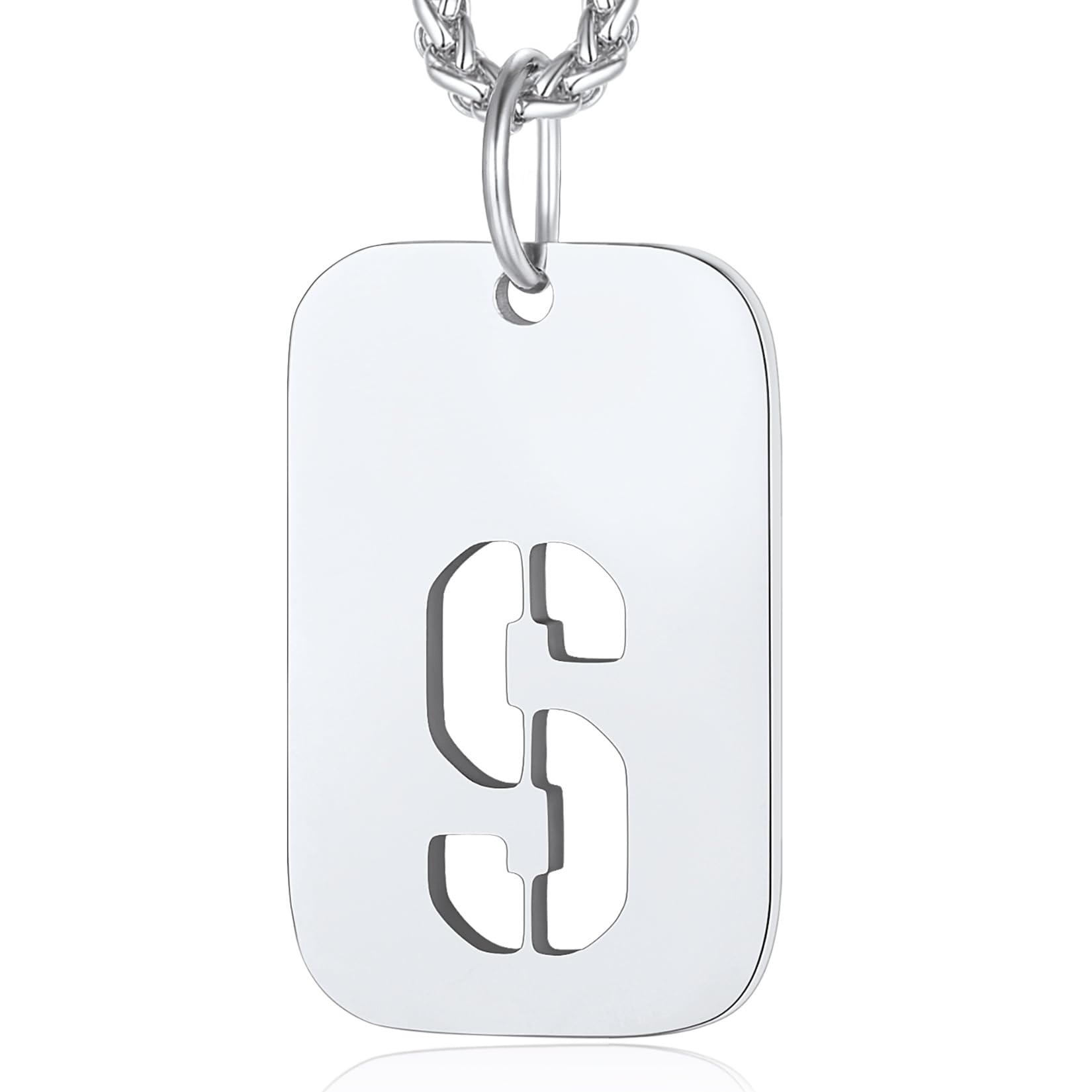 S Necklace Dog Tags Army Chains for Men Name Necklace Letter Pendant Alphabet Jewellery Gifts for Men