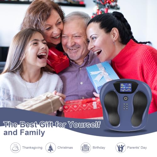 Circulation Blood Booster for Feet and Legs, EMS & TENS Stimulation for Muscle Relaxation, Foot Massager with 8 Body Pads & Remote, 25 Modes 99 Intensity Drug-Free Relief for Daily Relax at Home