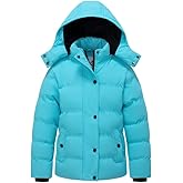 KVE Girl's Hooded Warm Winter Coat Quilted Thicken Puffer Jacket with Removable Hood