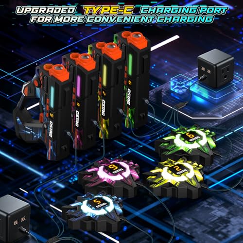 VATOS Rechargeable Laser Tag Game with 360° Sensors for 4 Players, 2.4GHz Infrared with Real Time Data Display, Family and Group Game for Kids Teens Gifts