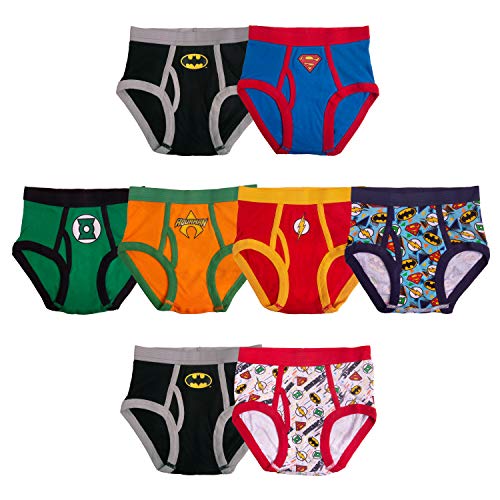 DC Comics boys 100% Cotton Briefs With Prints Including Superman, Batman, the Flash Logos, Sizes 2/3t, 4t, 4, 6, 8