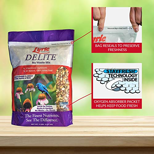 Lyric Delite Wild Bird Seed - No Waste Bird Food Mix with Shell-Free