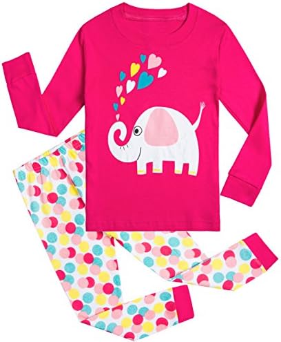 Little Girl Pajamas Set children Cotton Sleepwears Top &amp; Pants Clothes Toddler PJS Set, Red