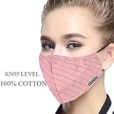 ZWZCYZ PM2.5 Respirator Masks Anti-haze Masks 4 Layer Filter Insert Protective Filter Media Insert Activated Carbon Cotton Mouth Masks (Medium(Women's), Pink Grid)