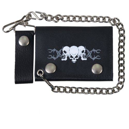 Hot Leathers (WLB1014 BLACK, 4") Barbed Wire Skulls Wallet