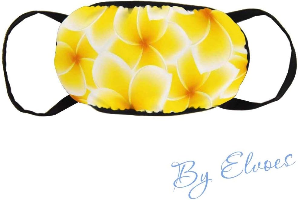 Mouth Shield Dust Face Cover Plumeria Frangipani Flower Blossom Pattern Hawaiian Floral Wildlife Artwork Unisex Adjustable Anti Dust Covers Perfect for Cycling Camping Travel, Cotton