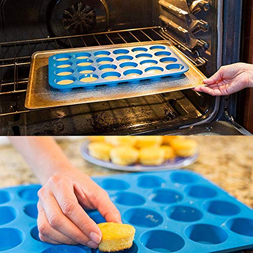 Silicone Muffin Cupcake Pans Set Mini 24 Cups and Regular 12 Cups Muffin Tin Food Grade Silicone Cake Molds Reusable Silicone Baking Cups