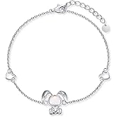Palpitate Frog/Rabbit Bracelet 925 Sterling Silver Opal Jewelry Cute Animals Christmas Gifts for Women Her Adjustable Chain