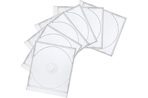 TSUGAMI 6PCS Standard Single Car CD Jewel Case, Clear 10mm Slim Vehicle Disc DVD Cover Holder with Assembled Tray, Transparen